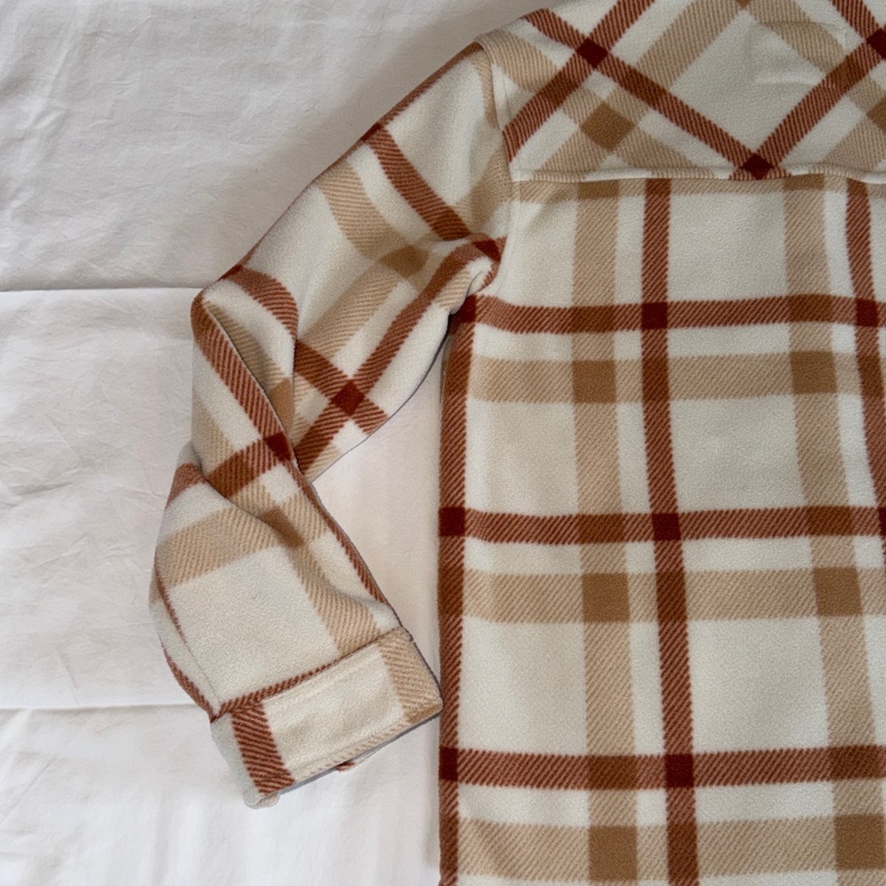 Women’s Sage Collective Fleece Shacket In Tan/Rust Combo Size Small - Picture 13 of 13